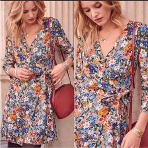 Sezane | Nadia Wrap Dress in Fall Flowers sz 10